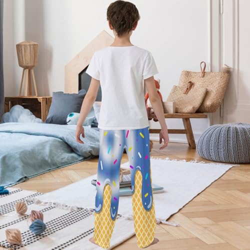 Boy's Pants Blue White Ice Cream Jogger Pants Elastic Waist Long Bottoms Trousers with Pockets 6-14 Years3