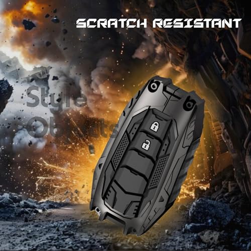 Image of STYLEOBJECT Waterproof Premium Luxury New Transformer Series Soft Silicon Car Key Shell with Keychain 2 Button Metal Smart Car Key Cover for Toyota Innova Crysta, Hycross Innova,Hilux, Land Cruiser