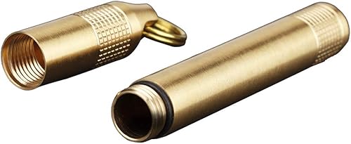 Miniatura 2 de Mini pastillero, pastillero de latón, pastillero portátil, botella de píldoras impermeable con llavero más 3 juntas tóricas de repuesto, pequeño