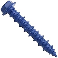 Vista 10 de Tornillos de anclaje de hormigón azul de 1/4 pulgadas x 1-3/4 pulgadas, acero al carbono endurecido, para interior y exterior, tornillos resistentes