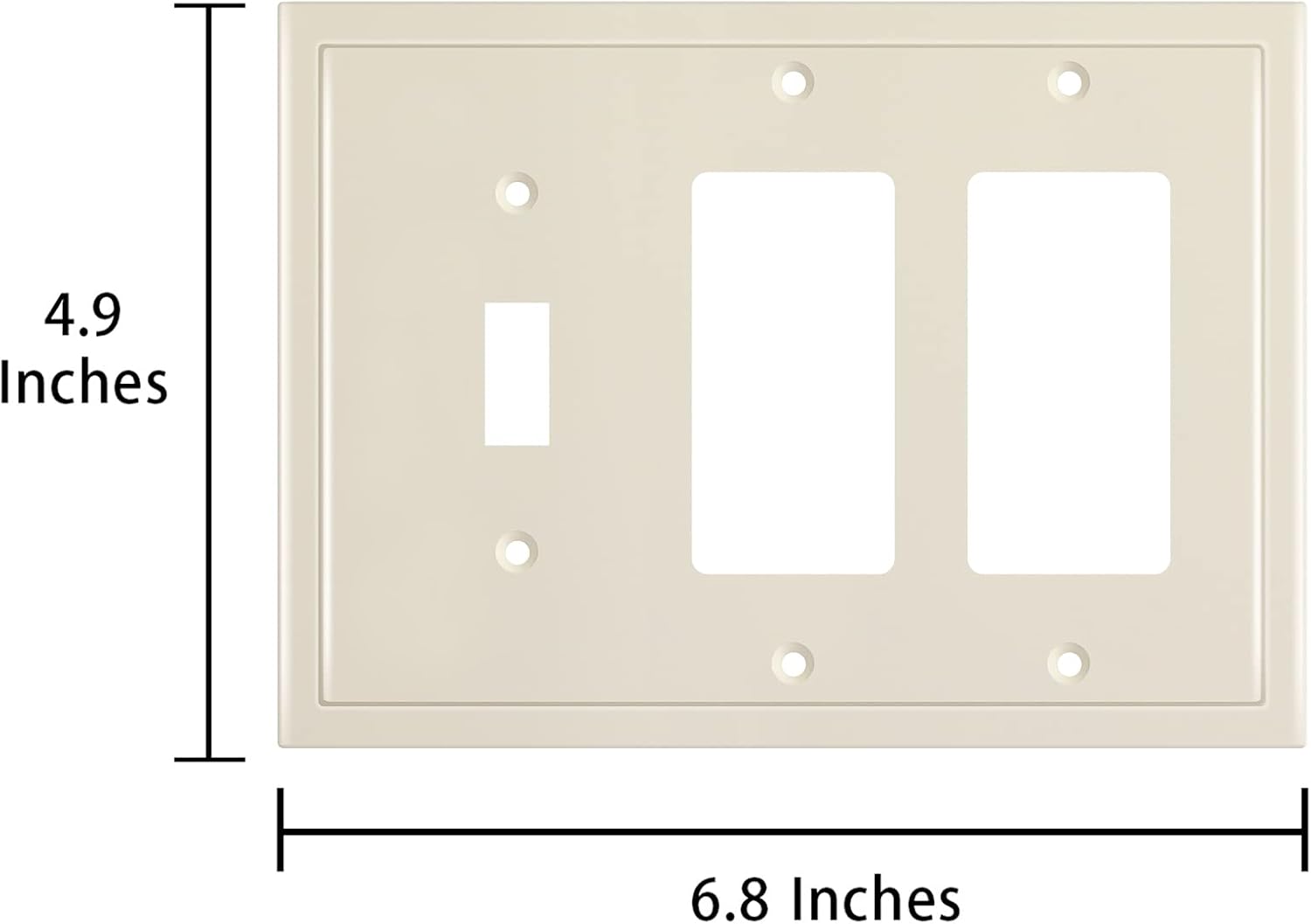 Modern Edge Decorative Wall Plate Switch Plate Outlet Cover, Durable Solid Zinc Alloy (Single Toggle/Double Decorator, Light Almond)