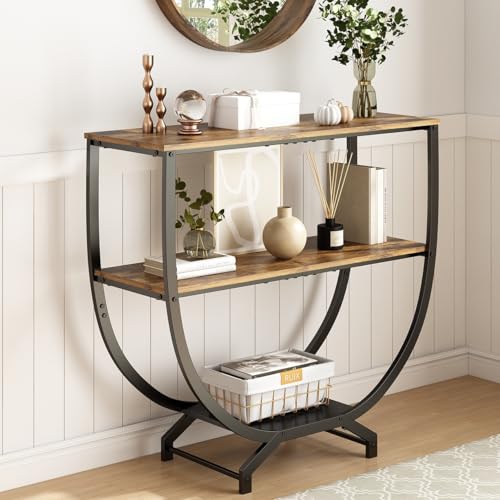 Catálogo de Mesas Top 10. 50 Sowone Mesa de Consola con Estantes de Almacenamiento de 3 Niveles, Mesa de Pasillo para Sala, Recibidor Entrada Casa, Soporte de TV, Barra de Café Recibidor de Entrada, Marrón