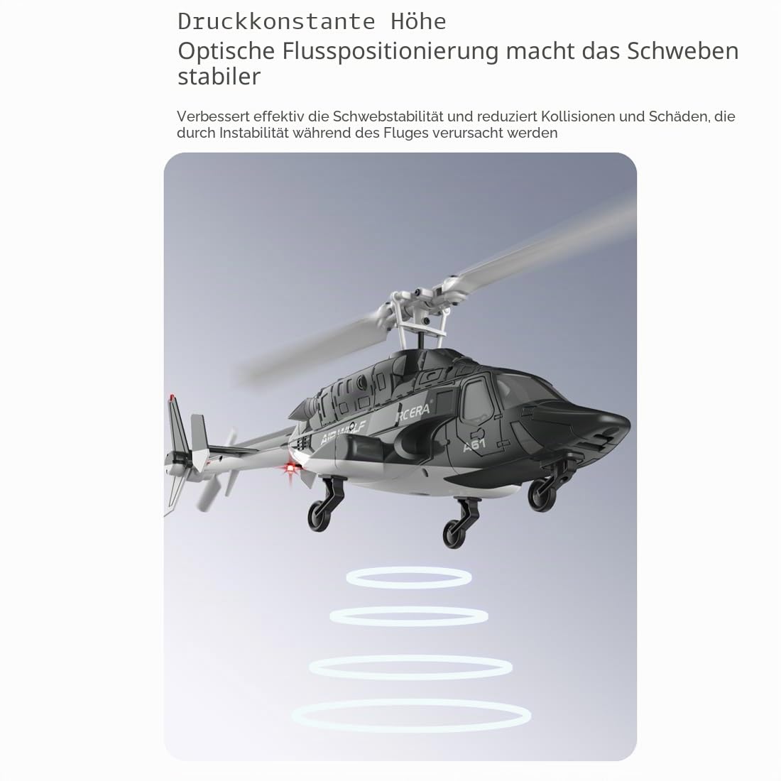 RC ERA A61 RC Helikopter für Erwachsene, 1:52 Little Wolf Ferngesteuerter Hubschrauber mit Höhenhaltung & Optischer Positionsbestimmung, RTF Flugzeug Modell Anfänger
