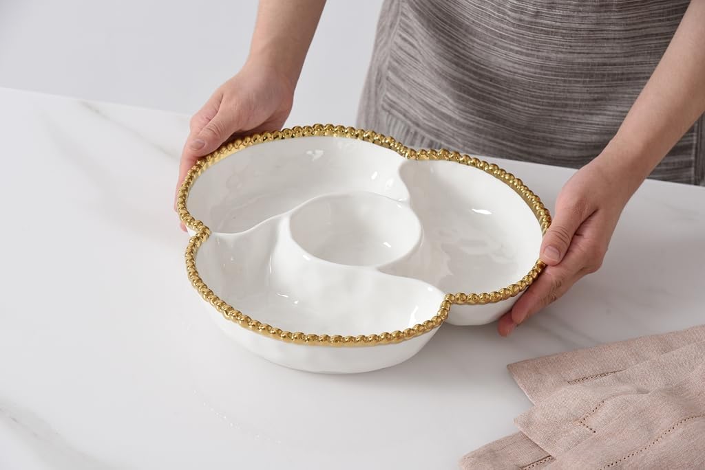 Pampa Bay Golden Salerno 4 Section Server, 10.75" x 10.75" x 2"