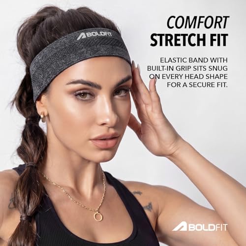 Image of Boldfit Head Band for Men & Women Unisex Gym Hair Band Sweat-Wicking Wide Headband for Workout, Running, Sports & Outdoor Fitness Stretchable, Skin-Friendly, Free Size Hair Accessories