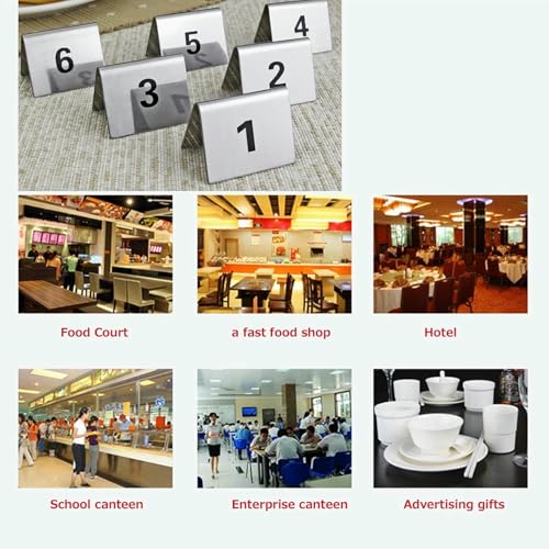 Numeradores de mesa, letreros de acero inoxidable y tarjetas de metal para bar 4