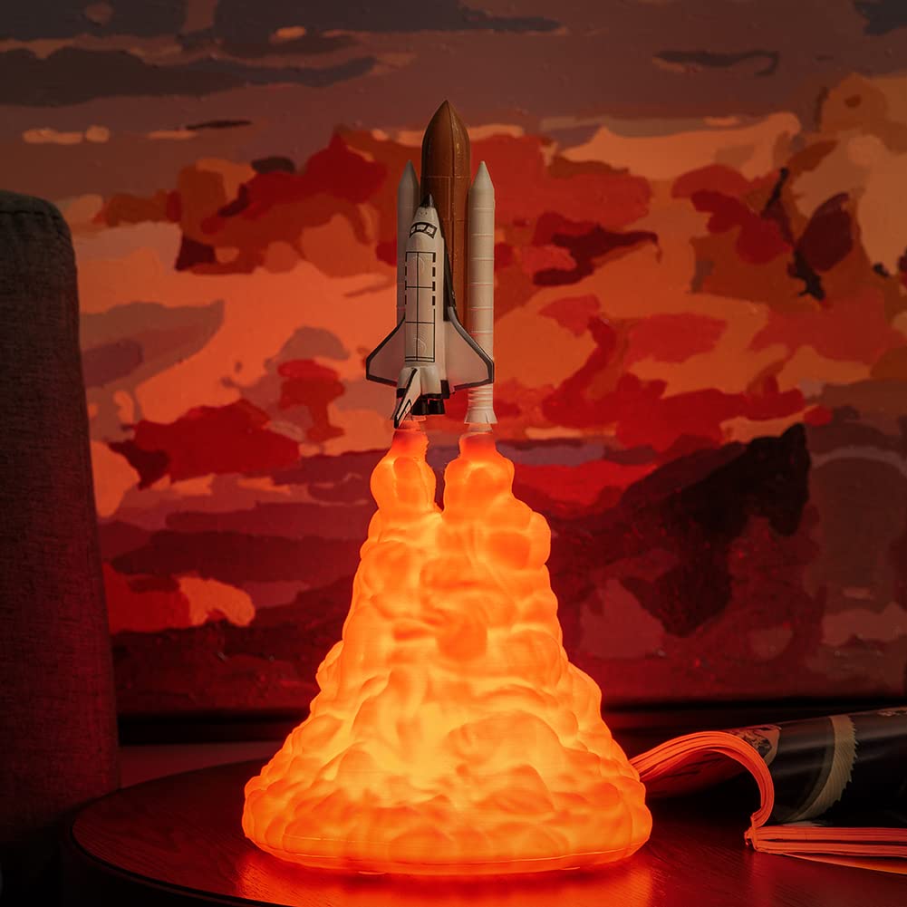 YUYTE Lámpara Espacial Impresa en 3D, Luz Nocturna LED USB para Niños, Decoración de la Habitación, Brillo Personalizable, Cualquier Ocasión (Largo (28 cm/11,02 pulgadas) Un estilo)