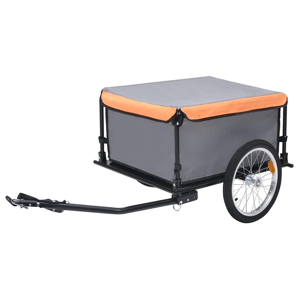 FAMIROSA Bike Cargo Trailer with Removable Cargo Compartment and Weather-Resistant Cover, Loading Bike Trailer Storage Cart with Reflectors for Carrying Groceries, Camping Gear Gray&Orange 143.3 lb