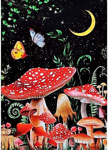 AIRDEA Mushrooms Diamond Painting Kits, 5D Diamond Painting Kits for Adults, Full Drill Moon Night Diamond Painting Kits Diamond Art Kits Animals Crystal Picture Art for Home Decor 12x16 Inch