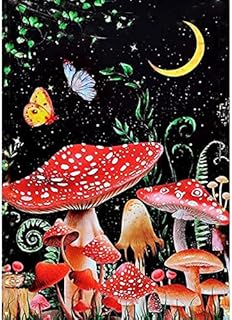 AIRDEA Mushrooms Diamond Painting Kits, 5D Diamond Painting Kits for Adults, Full Drill Moon Night Diamond Painting Kits Diamond Art Kits Animals Crystal Picture Art for Home Decor 12x16 Inch