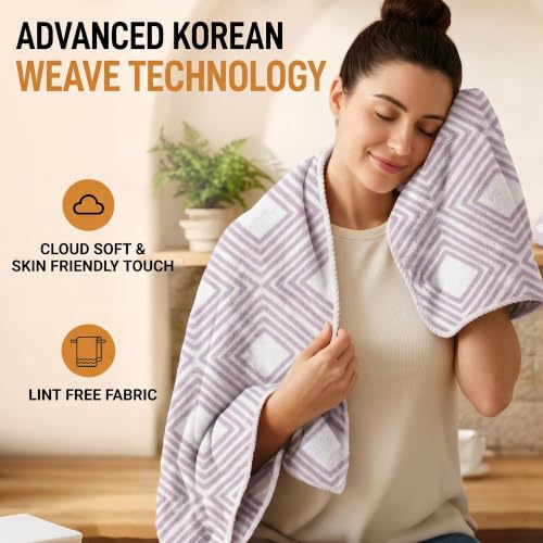 Image of Story@Home K-Cloud Luxury Bath Towel Set for Gifting, Microfiber Towels, 500 GSM, Ultra Soft, Quick Dry, 3X More Absorbent Than Cotton Towels, 1 Bath Towel & 2 Hand Towels, Gift Box, Set of 3-Purple