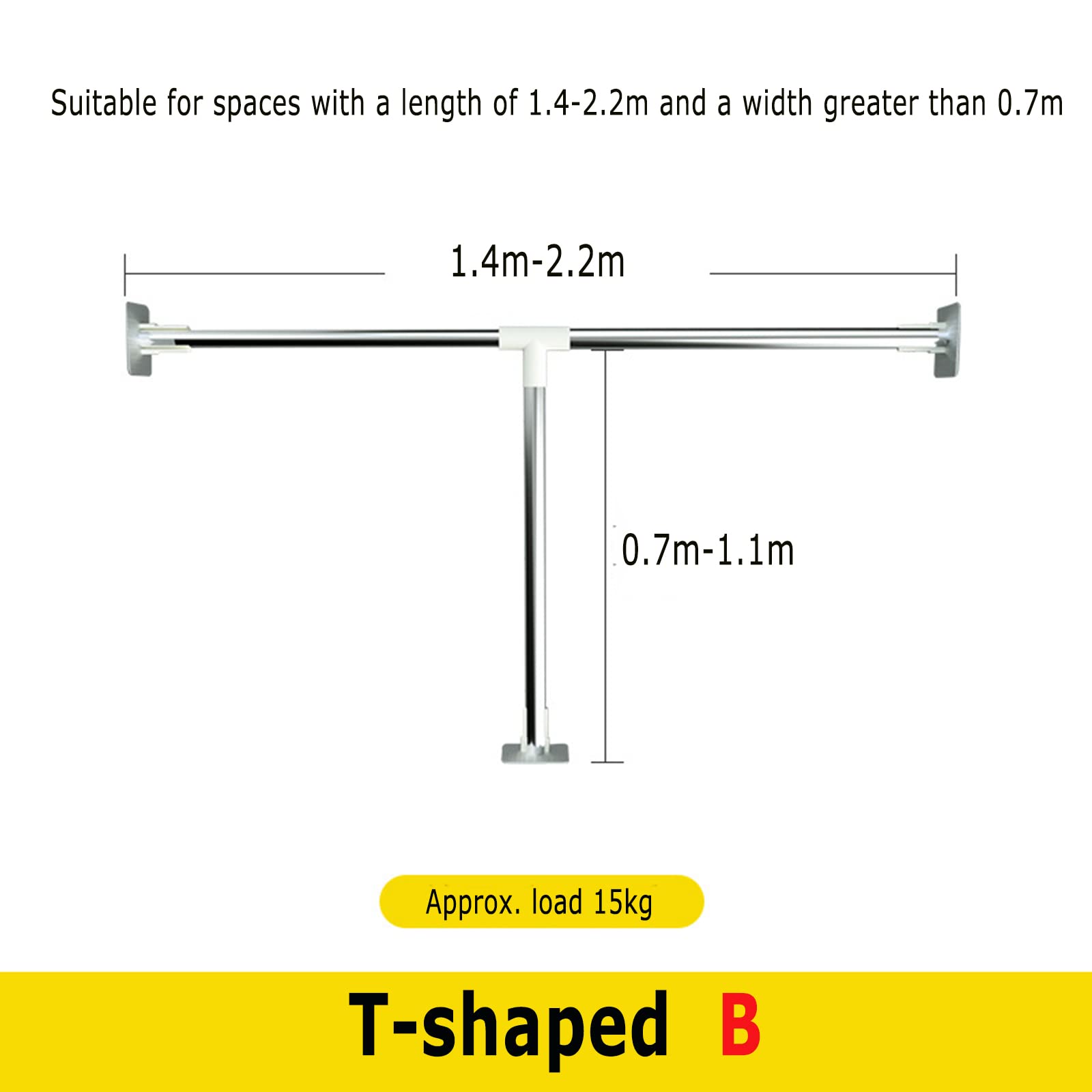 Tringle de douche réglable sans perçage pour salle de bain extensible en acier inoxydable pour baignoire (taille : B 140-220 + 70-110 cm)