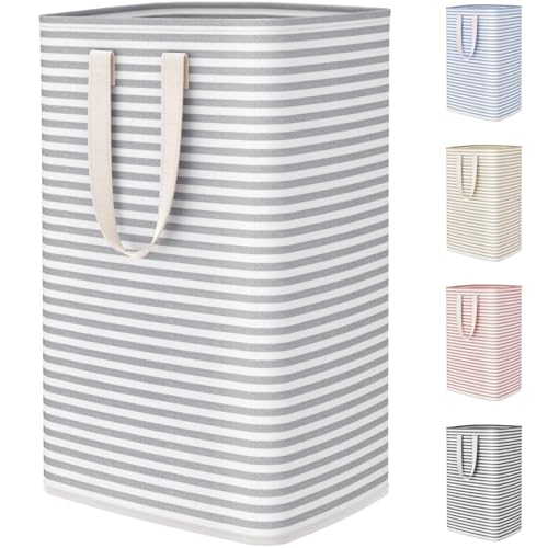 Ampia capacità di 75L: Con dimensioni di 40 x 30 x 61 cm, questo cesto portabiancheria offre una generosa capacità di 75L litri, in grado di contenere fino a 1,5 carichi di bucato. Offre spazio abbondante per biancheria sporca, asciugamani e anche lenzuola voluminose, semplificando il giorno del bucato