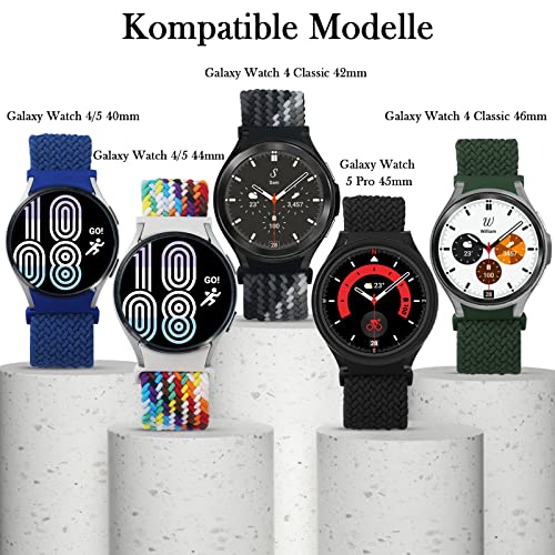 JZK Pack of 3 nylon strap compatible with Galaxy Watch, White/Pink/Rainbow - Image 2