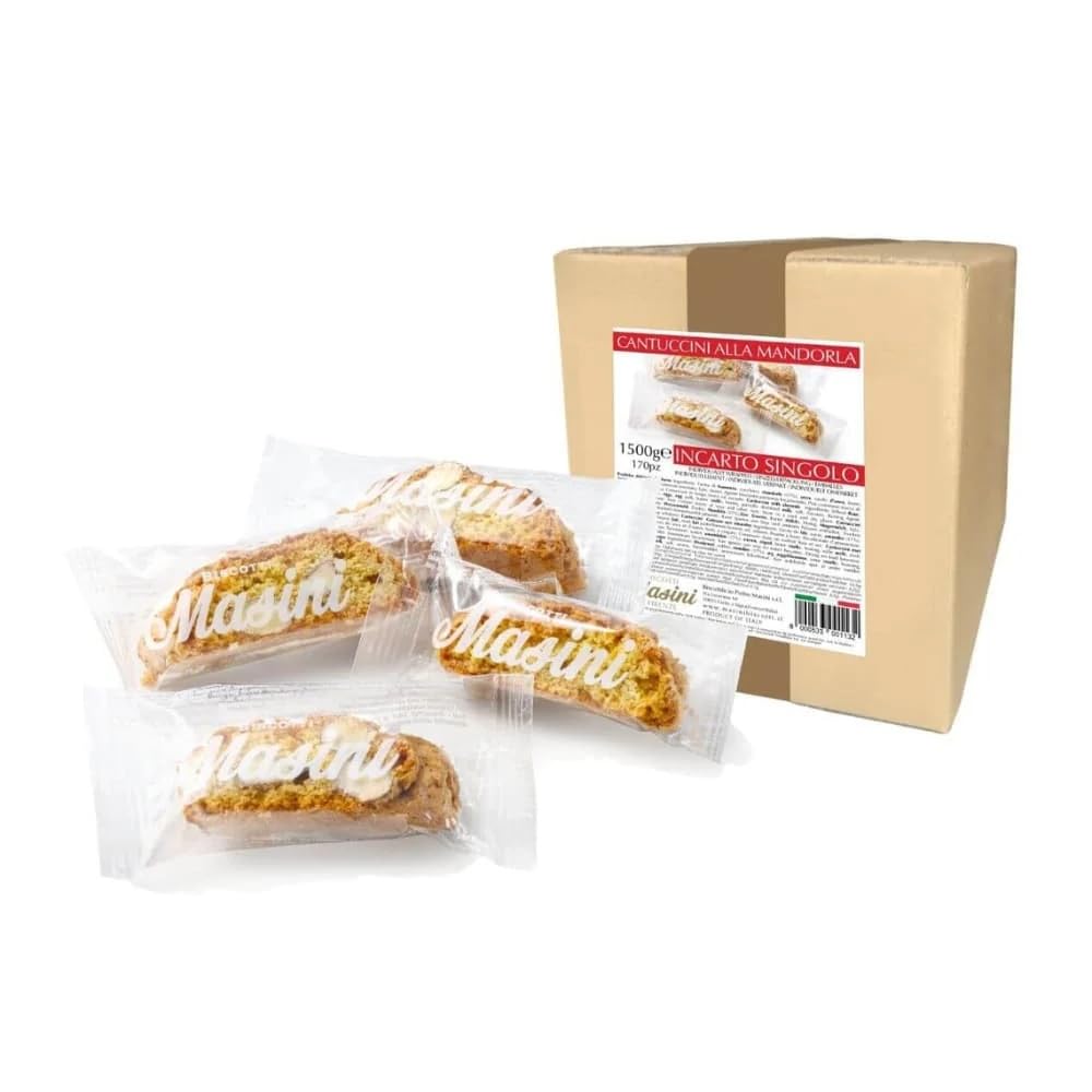 Cantuccini alla mandorla monodose di cortesia per Hotel e B&B. 160 pezzi ad incarto singolo monoporzione Masini Firenze
