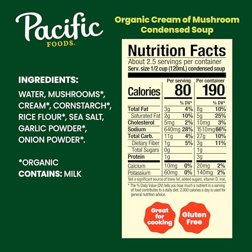 Image of Pacific Foods Organic Cream of Mushroom Soup,10.5 oz Can,(Pack of 6)