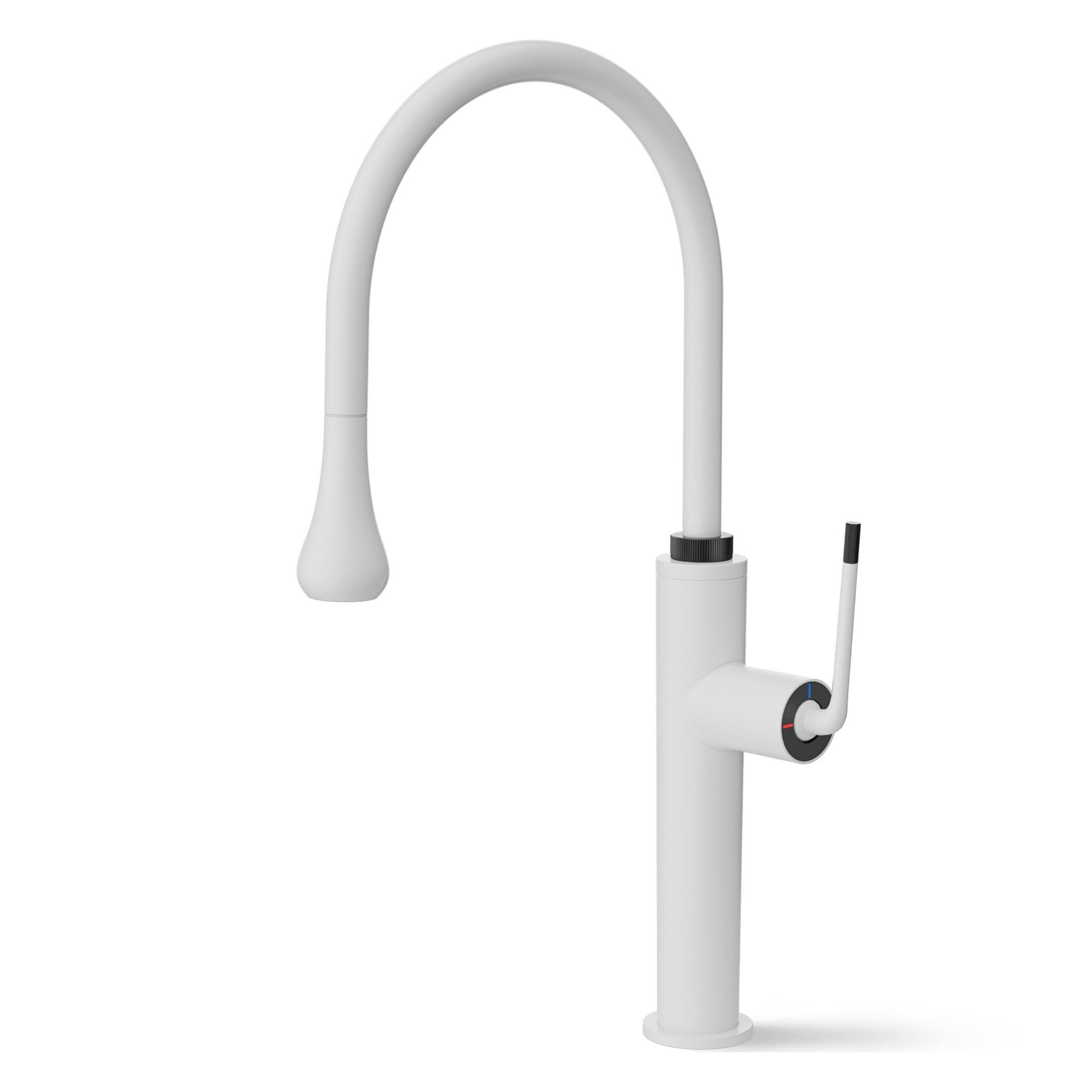 ANW HOME Rubinetto lavello cucina con doccetta estraibile, bianco, inox