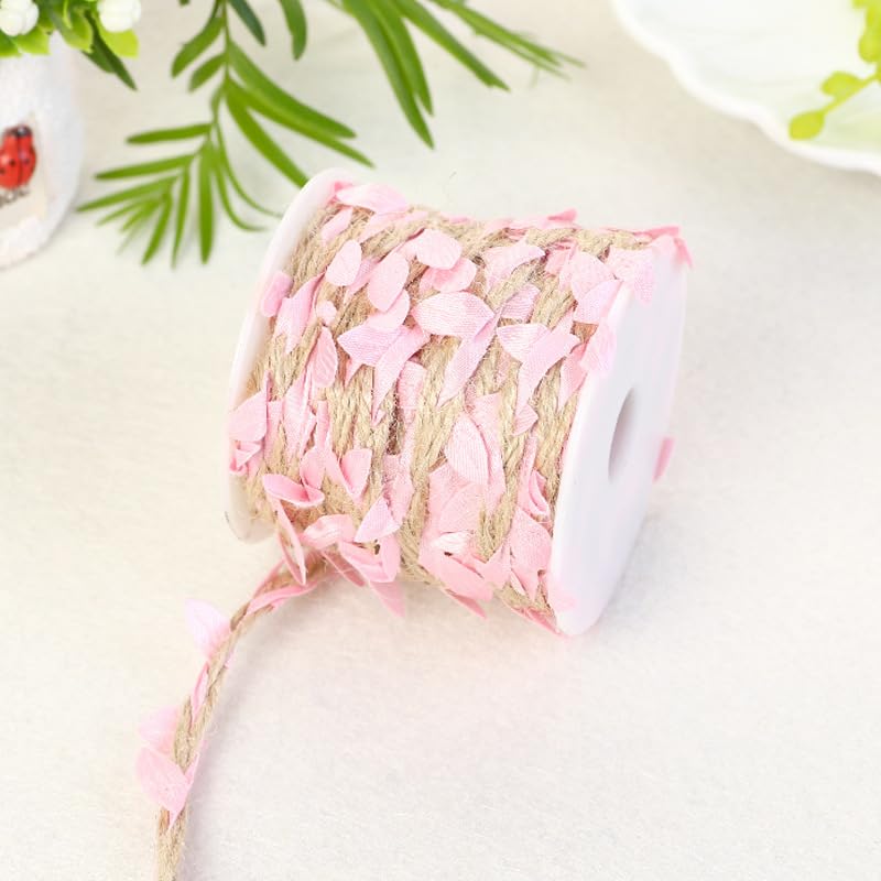Swpeet Set Di 5 Rotoli Di Nastro In Iuta Con Foglie Di Vite Artificiali - Spago Naturale Per Decorazioni Fai Da Te Matrimoni E Feste (5 Colori: Bianco, Verde, Viola, Rosso, Rosa)