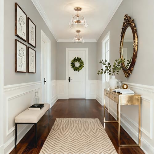 LALUZ Gold Semi Flush Mount Ceiling Light, Seeded Glass Hallway Ceiling Light Fixture for Bedroom, Kitchen, Foyer and Dining Room by LALUZ - Used condition - Image 4