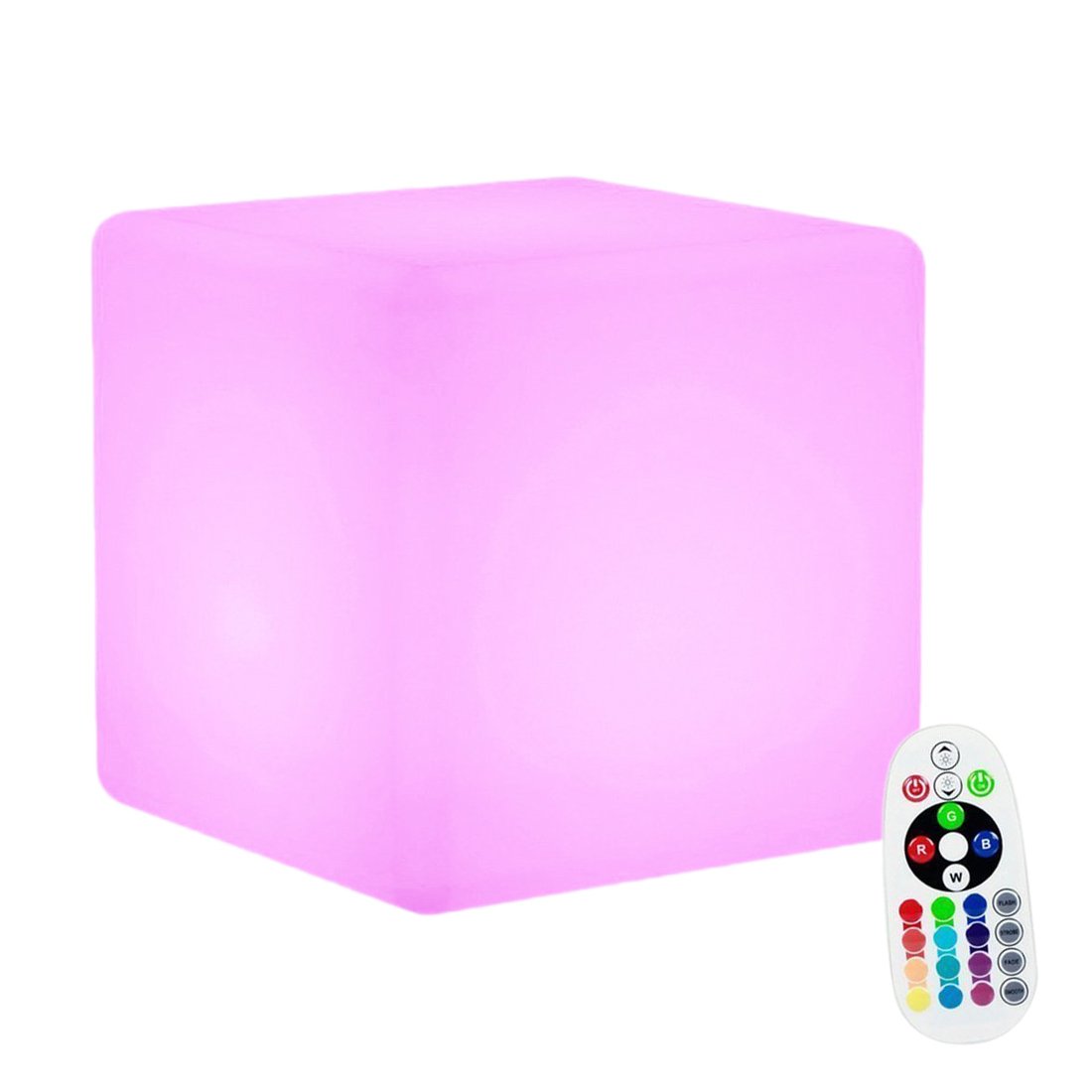 Kingcoo 15X15x15cm Led Cube Mood Bedside Light, Waterproof Rechargeable Glow Led Colors Changing Decorative Light Night Lighting Bedroom Lamp With Remote Control (15X15x15cm)