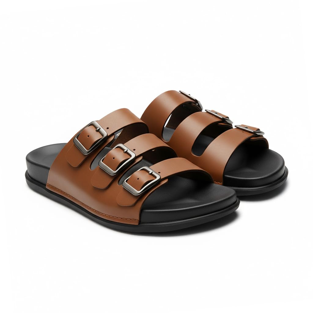 bruton Men's Adjustable Buckle Thong Sandals | Comfort Slip-On Toe Post Sandals | Lightweight Cushioned Footbed | Casual Daily Wear-picture-0