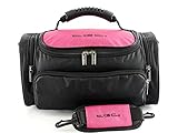 Esta bolsa tiene un compartimento principal para la cámara/videocámara, un bolsillo frontal grande con cremallera y dos bolsillos laterales con cremallera.