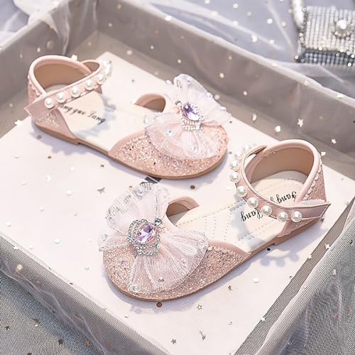 IWIHMIV Girls Sandals Close Toed Cute Bow Princess Girls Flat Sparkly Summer Soft Sole Non Slip Dress Shoes for Toddler3