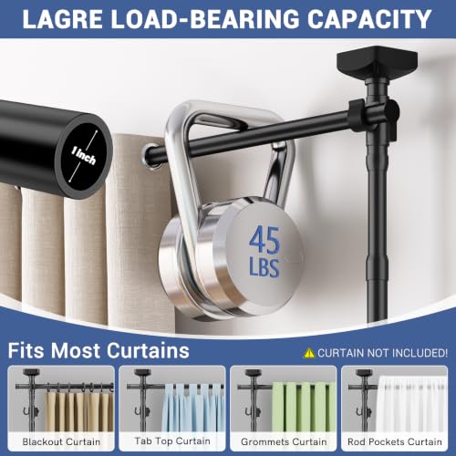 Image of Room Divider for Room Separation,Tension Curtain Rod No Drilling,4-10ft(H) 28-140inch(W) Wall Divider, Heavy Duty Room Partition Separator, Adjustable Folding Privacy Screens,Black