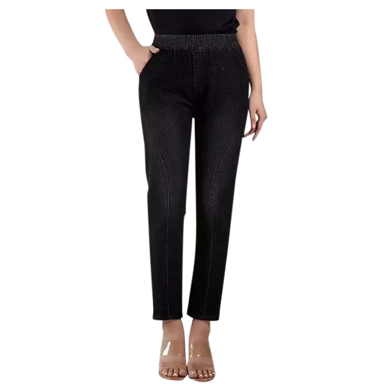 Genérico Vaqueros Elasticos Mujer Talla Grande Elásticos Bolsillos Pantalones Invierno Bootcut Bolsillo Deportes Campana Elefante Ajustados Tiro Comodidad Moderna Corte Slim Tela Denim