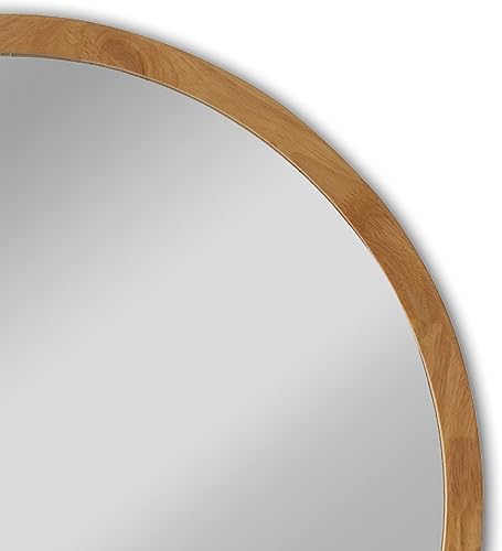 Miniatura 3 de CHLOE'S - Espejo de pared con marco con acabado de roble reflectante de 28 pulgadas de altura