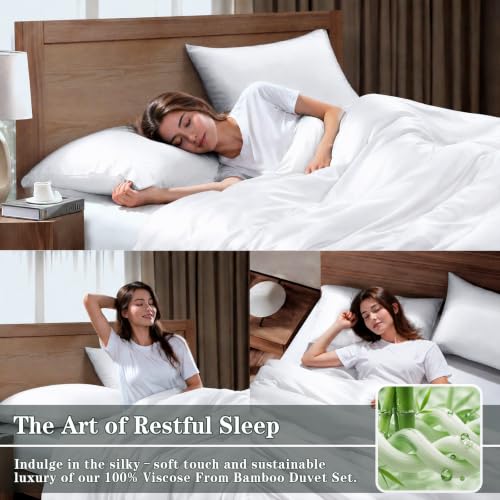 Zivonira King Bamboo Duvet Cover Set White 100% Viscose derived from Bamboo by Zivonira - Used condition - Image 5