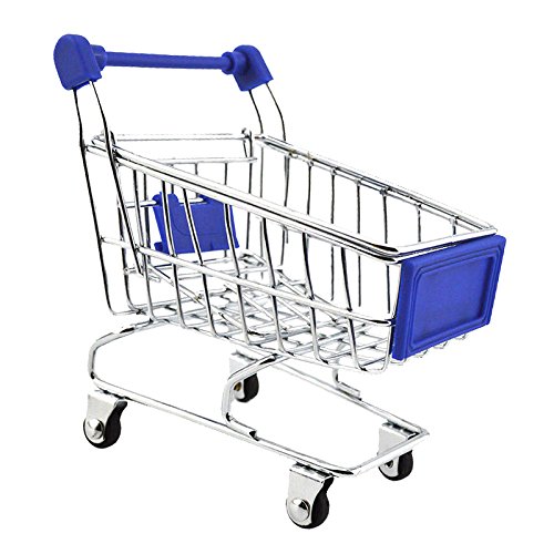 B Blesiya Mini Supermarkt Schubkarre Einkaufswagen Einkaufskorb Spielzeug für Kinder Kaufladen Rollenspiel - Dunkelblau – Bild 5