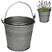 Produktbild 4 Stück _ kleine - Metall Eimer / Blumentöpfe - metallic grau / anthrazit - 15 cm hoch - 2 Liter - rostfrei - Blech Eimer / Metalleimer - rund - mit 3-D Effek..