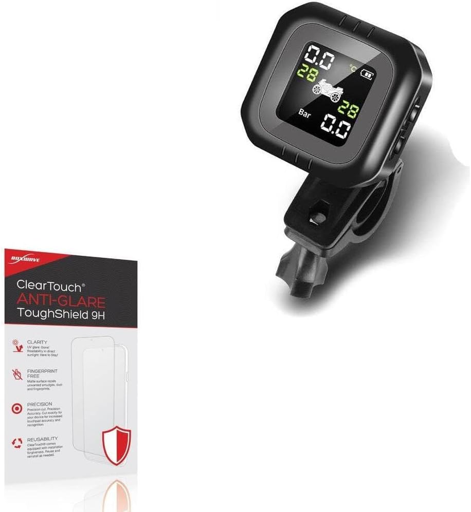 BoxWave Screen Protector Compatible with Tourtecs Tyre Pressure Monitoring System - ClearTouch Anti-Glare ToughShield 9H (2-Pack), Anti-Glare 9H Tough Flexible Film Screen Protector