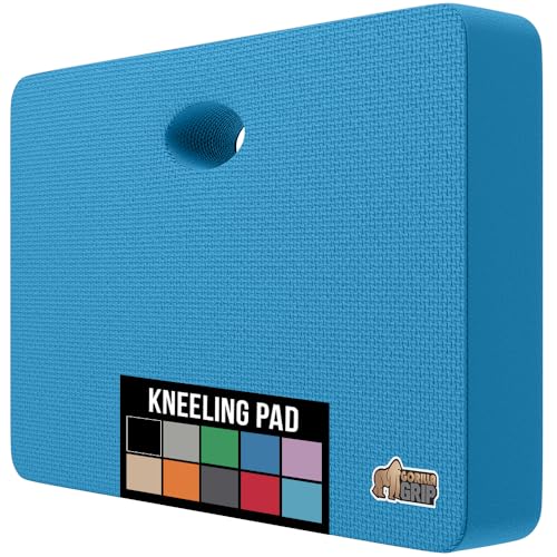 Image of GORILLA GRIP Extra Thick Supportive Foam Kneeling Pad, Large Cushion Heavy Duty Knee Pads for Gardening, Baby Bath Time, Dirt and Water Resistant, Workout and Garden Supplies, 17.5x11, True Blue