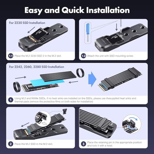 ineo Tool-Free M.2 NVMe & SATA to USB C 10Gbps Docking Station for M Key, B+M Key Support 2280 2260 2242 2230 SSDs (M.2 10Gb Docking) by ineo - Image 2