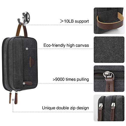 Men's Travel Toiletry Organizer Bag Canvas Shaving Dopp Kit Tsa Approved (Black-1) #TOP1