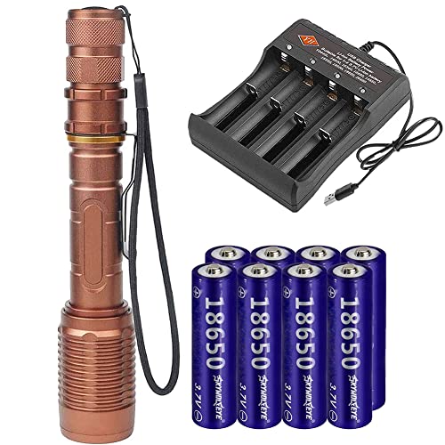 Lot de 8 lampes de poche LED avec zoom super lumineux avec 5 modes - Étanche - Cadeau de pêche - Chargeur USB - Randonnée et camping Cover