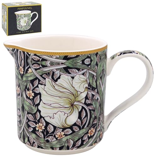 The Leonardo Collection William Morris Pimpernel Jug for Kitchen & Home | Ceramic Or Glass Jug for Multiple Use | Beautiful Cream Or Milk Jug Vase for Daily Use | Can Be Used As Water Jug Too