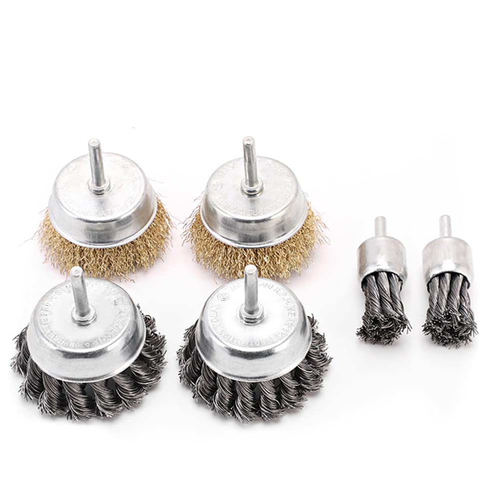 Brosses plates pour perceuse Lot de 6 outils torsadés en acier avec manche plastique rotatif