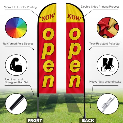 Image of MASTERCANOPY 12FT Tall Open Feather Flag Pole Kit Red