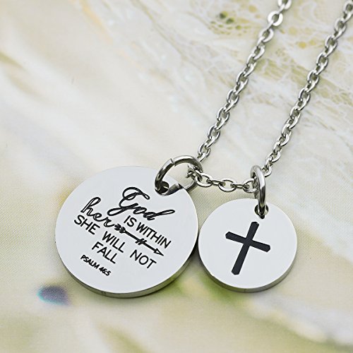 Bible Verse Necklace Cross Charm Confirmation Pendant Necklace Gift Scripture Jewelry4