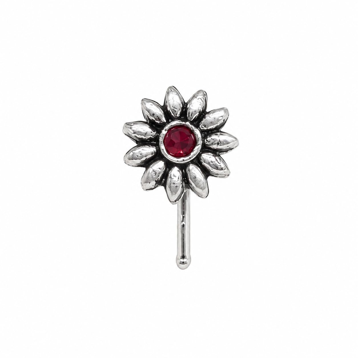 anuradha Plus Jewellery Charming Oxidised silver finishing Marron stone stud Floral shape Nose Pin | Ring | Without Piercing | Adjustable | Nose Ring | Nathiya|Nathani | For Festival |Navratri For womens & Girls.-picture-37