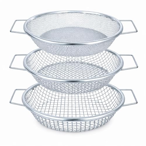 Soil Sifter with Handle Fits 5-Gallon Buckets Heavy-Duty Garden Soil Filter Tool (3 PCS 3/8in 1/4in 1/8in)