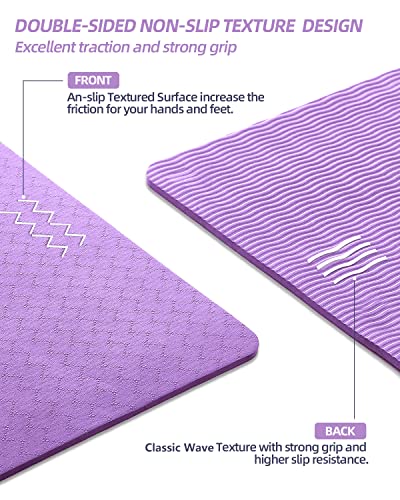 Coolmoon 1/4 Inch Extra Thick Yoga Mat Double-Sided Non Slip,Yoga Mat For Women And Men,Fitness Mats With Carrying Strap,Eco Friendly Tpe Yoga Mat, Pilates And Exercises Mat #TOP1