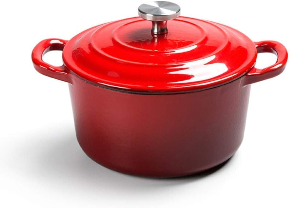 Enameled Cast Iron Dutch Oven, with Lid Casserole Pot Non-Stick Cooking Pan 1.2 L, for Steam Braise Bake Broil Saute Simmer Roast