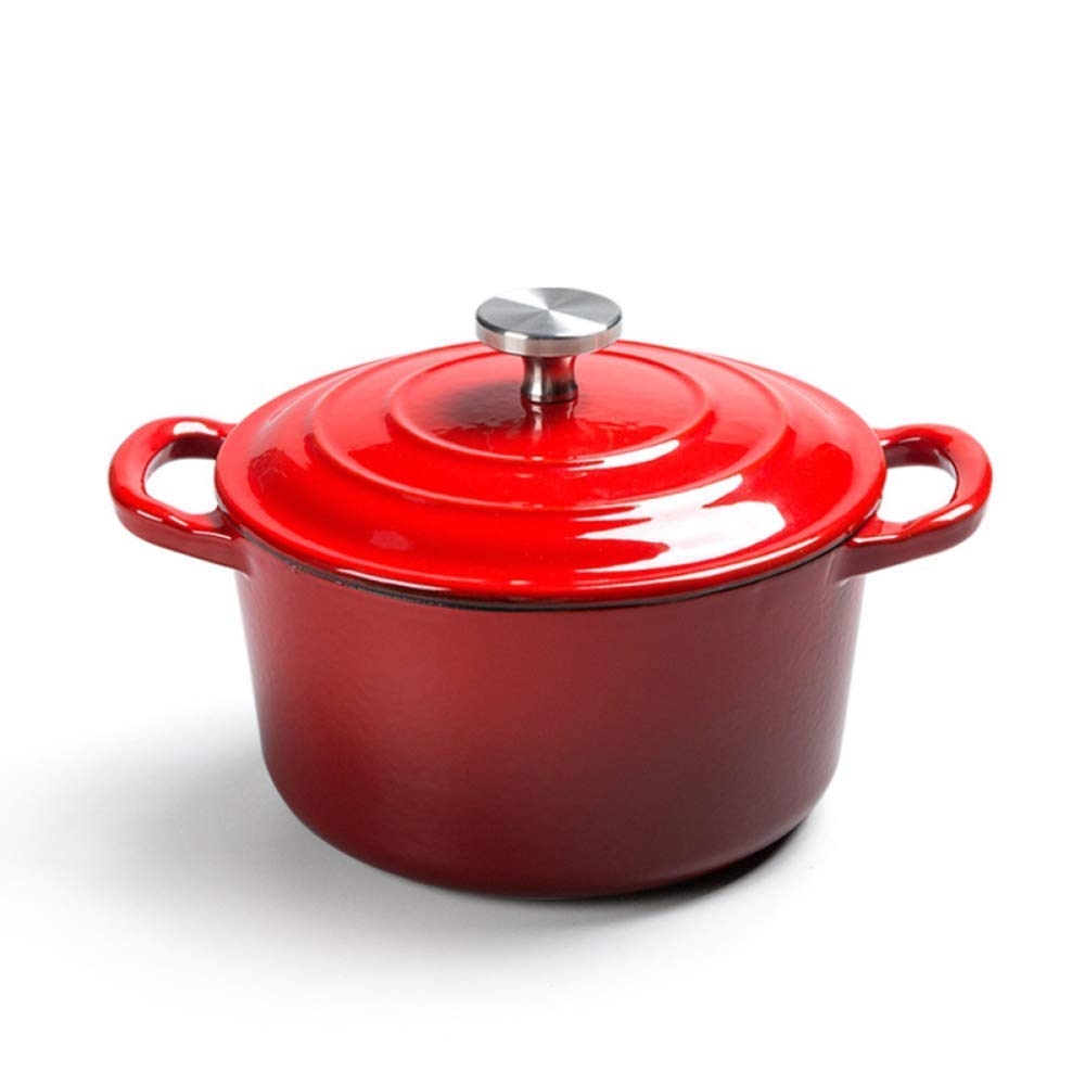 Enameled Cast Iron Dutch Oven, with Lid Casserole Pot Non-Stick Cooking Pan 1.2 L, for Steam Braise Bake Broil Saute Simmer Roast