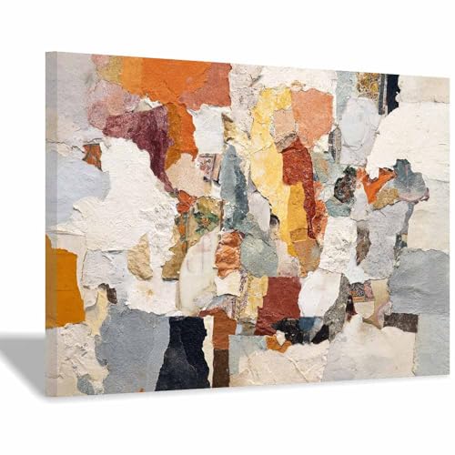 Grande peinture d'art sur toile beige HUYEEI avec cadre haut de gamme