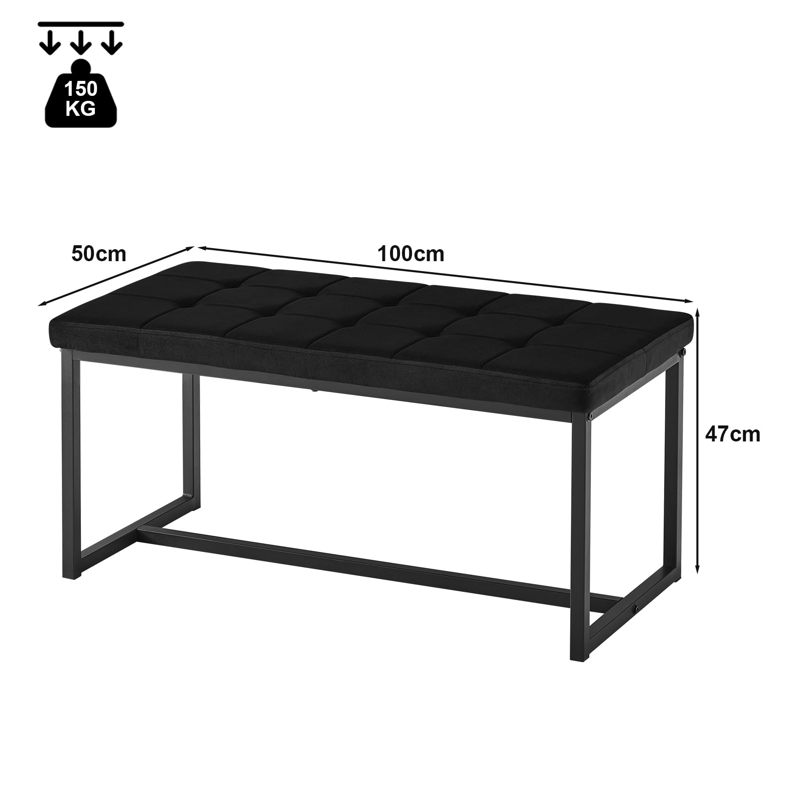 TUKAILAI banco de comedor de 100 cm, asiento para pasillo con cojín de terciopelo grueso, acolchado con patas de metal, cama, cocina, asiento, perchero