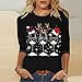 Ugly Christmas Sweater Women Funny Red Wine Glass Graphic Sweatshirts Three Quarter Sleeve Blouse 3/4 Sleeve Xmas Holiday Tops Plus Size Casual Cotton Pullover Tunics Vintage Party Tees Gifts